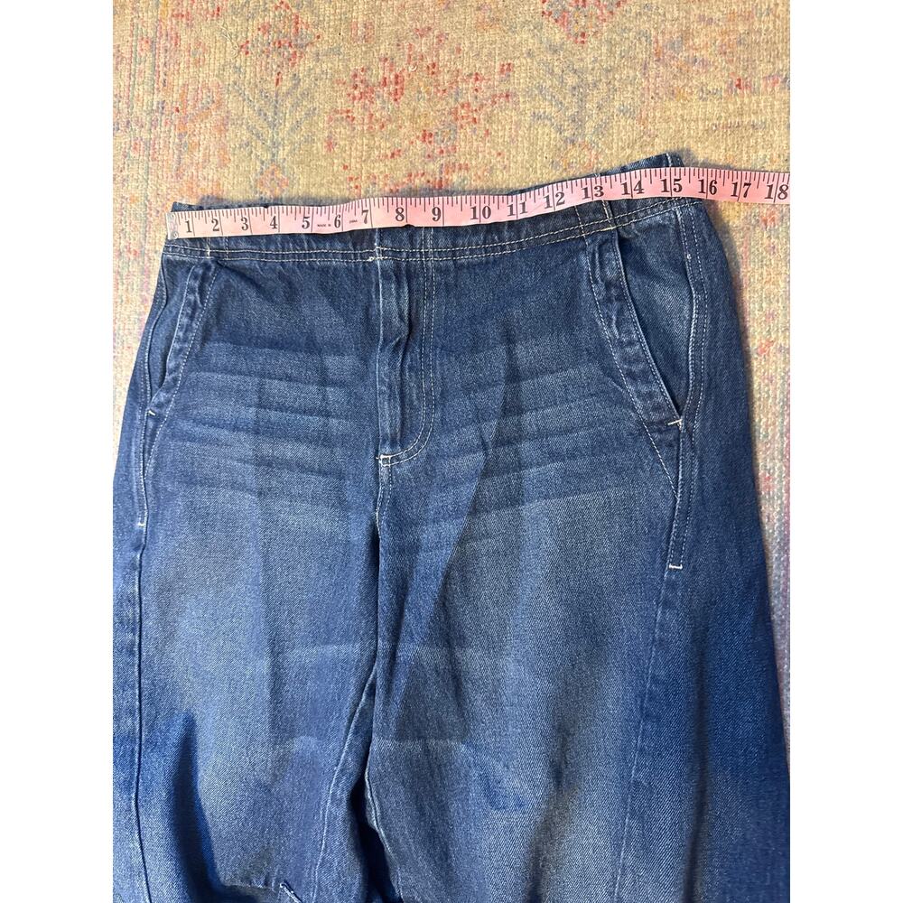 Pilcro Wide-Leg Flare Jeans in Dark Blue Denim - Picture 5 of 8